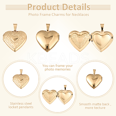 2Pcs 316 Surgical Stainless Steel Locket Pendants STAS-YW0003-16G-1