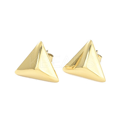 Ion Plating(IP) 304 Stainless Steel Triangle Stud Earrings for Women EJEW-A097-02G-1