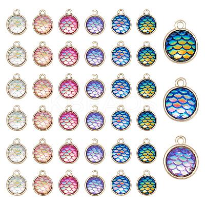 36Pcs 6 Colors Light Gold Alloy Resin Charms PALLOY-PH0001-82LG-1