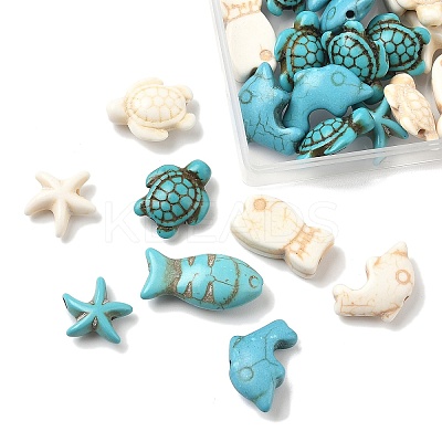 80Pcs 8 Styles Synthetic Turquoise & Howlite & Magnesite Dyed Beads G-FP0001-06-1