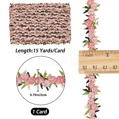 15 Yards Flower Polyester Embroidery Lace Ribbon OCOR-WH0070-77E-1