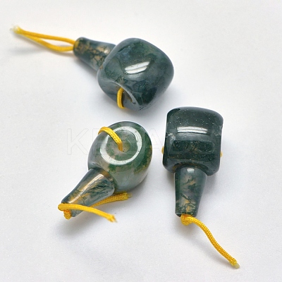 Natural Moss Agate 3 Hole Guru Beads X-G-K208-02-A-26-1