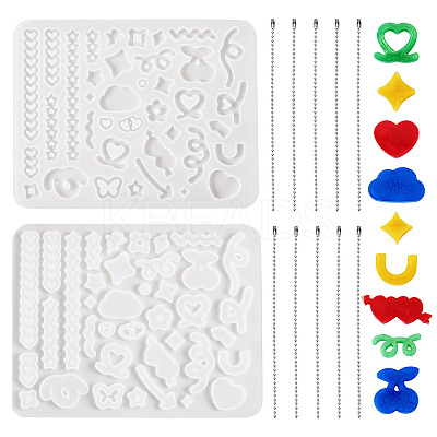 DIY Heart Pendant Silicone Molds & Iron Pendant Making Kits DIY-TA0011-01-1