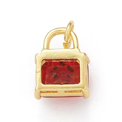Rack Plating Brass Micro Pave Clear Cubic Zirconia Charms KK-C011-50G-01-1