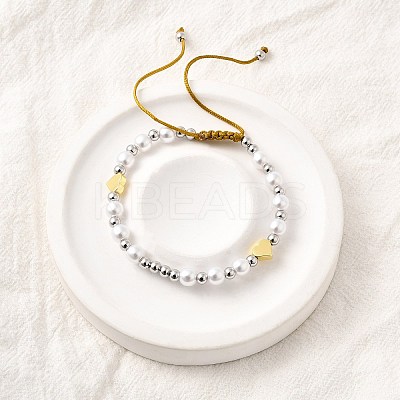 ABS Imitation Pearl Beads Braided Bead Bracelets for Women BJEW-D317-09B-PG-1