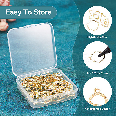 24Pcs 6 Styles Alloy Open Back Bezel Pendants FIND-TA0010-74-1