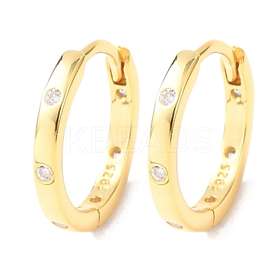 925 Sterling Silver Micro Pave Clear Cubic Zirconia Hoop Earrings EJEW-K317-04G-1