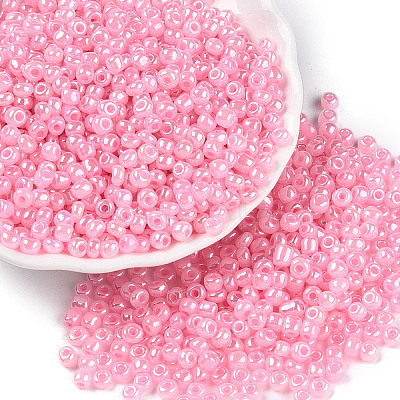DIY Craft Beads 6/0 Ceylon Round Glass Seed Beads X-SEED-A011-4mm-145-1