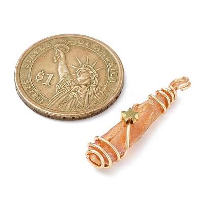 Electroplated Raw Rough Natural Quartz Crystal Copper Wire Wrapped Pendants PALLOY-JF02413-01-1