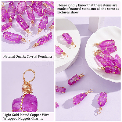 15Pcs Dyed Natural Quartz Crystal Pendants PALLOY-AB00129-1