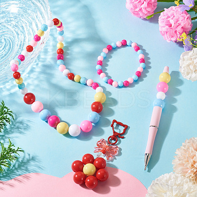 100Pcs 5 Styles Opaque Acrylic Beads MACR-TADJ0001-12H-1