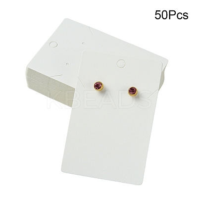 50Pcs Rectangle Kraft Paper One Pair Earring Display Cards with Hanging Hole CDIS-YW0001-16B-1