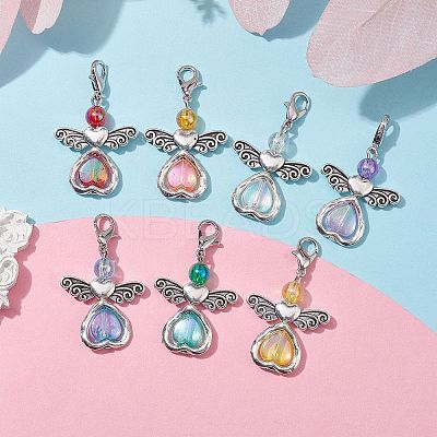 7Pcs 7 Colors Angel Acrylic Pendant Decorations X1-HJEW-JM01736-01-1