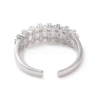 Clear Cubic Zirconia Open Cuff Ring RJEW-E072-10P-1