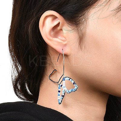 Butterfly Glass Beads Dangle Earrings for Girl Women EJEW-JE04658-01-1