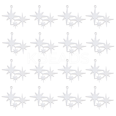 16Pcs 201 Stainless Steel Pendants STAS-DC0016-89P-1