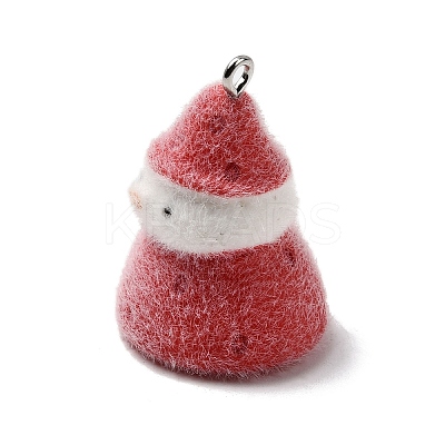 Christmas Flocky Opaque Resin Pendants RESI-F062-04B-1