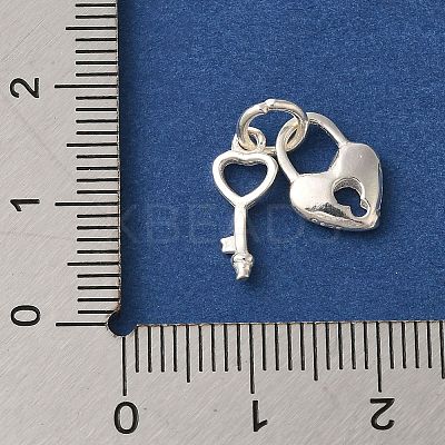 925 Sterling Silver Key & Heart Lock Charms with 925 Stamp and Jump Rings FIND-U013-04S-1