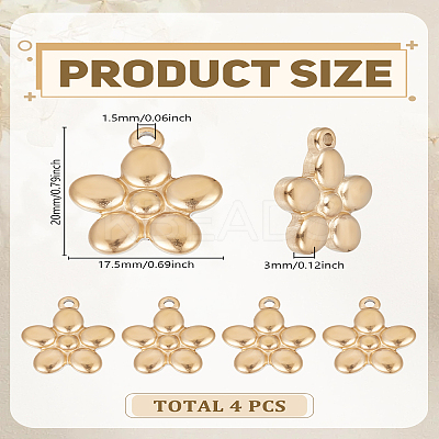 4Pcs PVD Vacuum Plating 304 Stainless Steel Pendants STAS-LP0004-28-1