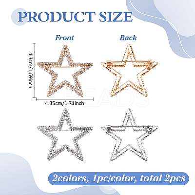 2Pcs 2 Colors Alloy Rhinestone Lapel Pin Brooches JEWB-FG0001-81-1