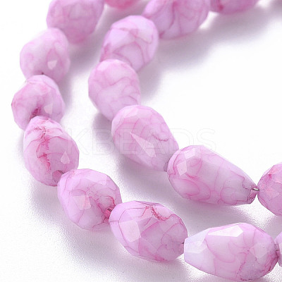 Opaque Baking Paint Crackle Glass Beads Strands EGLA-T008-17D-1