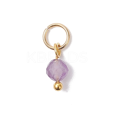 7Pcs 7 Colors Synthetic Turquoise & Natural Green Aventurine & Amethyst & Red Agate & Red Jasper & Tiger Eye & Lapis Lazuli Faceted Round Chakra Charms PALLOY-JF04564-01-1