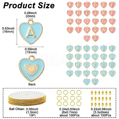 DIY Alloy Enamel Heart with Letter A~Z Pendant Decoration Making Kits DIY-CJ0003-08-1