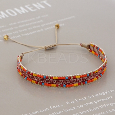 Adjustable Nylon Cord Braided Bead Bracelets BJEW-Z013-37-1