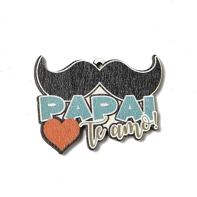 Father's Day Single Face Printed Aspen Wood Pendants WOOD-G014-30-1