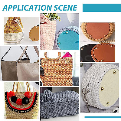 6Pcs 6 Style Flat Round PU Leather Knitting Crochet Bags Nail Bottom Shaper Pad DIY-PH0021-06C-1