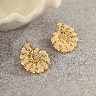 304 Stainless Steel Conch Stud Earrings LS-EJEW-A147-02G-1