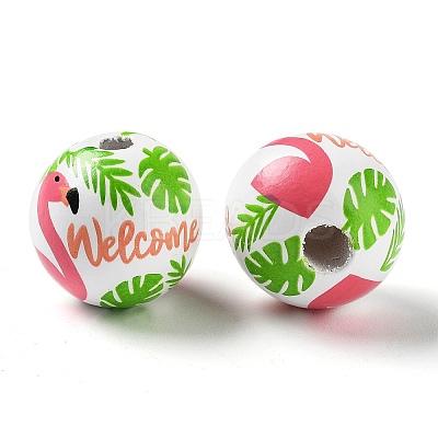 Summer Theme Printed Wood European Beads LS-WOOD-M010-06B-1