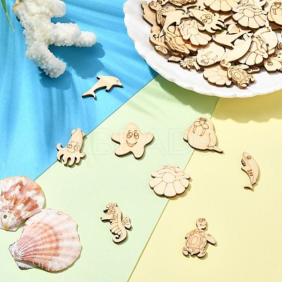 50 Pcs Unfinished Blank Wooden Slices for Painting Arts WOOD-CJC0011-17B-1