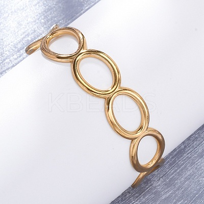304 Stainless Steel Cuff Bangles for Women LS-BJEW-D306-02G-1