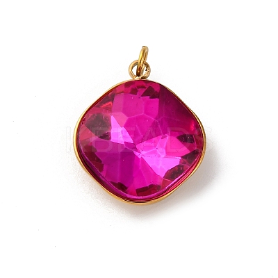 316 Stainless Steel Faceted Glass Pendants STAS-K258-47G-1