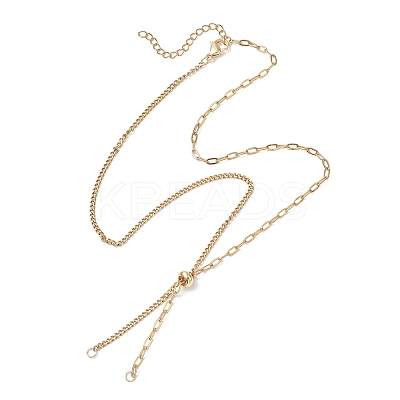 304 Stainless Steel Paperclip Chain Curb Chain Slider Necklace Making AJEW-JB01528-1