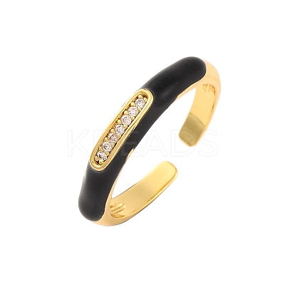 Brass Micro Pave Clear Cubic Zirconia Open Cuff Rings RJEW-U009-18G-1