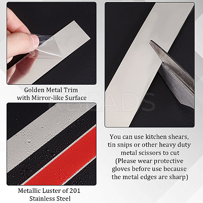 201 Stainless Steel Self-Adhesive Flexible Molding Trim FIND-WH0139-141C-02-1