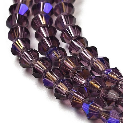 Transparent Electroplate Glass Beads Strands GLAA-F029-3mm-D04-1