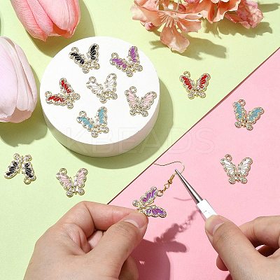 12Pcs 6 Colors Golden Alloy with Rhinestone Pendant FIND-CJ0001-79-1