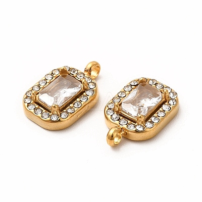 PVD Vacuum Plating 304 Stainless Steel Cubic Zirconia Pendants STAS-A076-03G-03-1