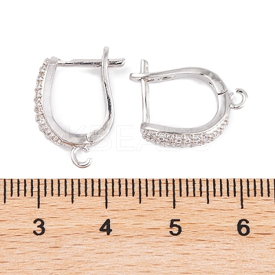 Rack Plating Brass Cubic Zirconia Hoop Earring Findings KK-S374-04P-03-1