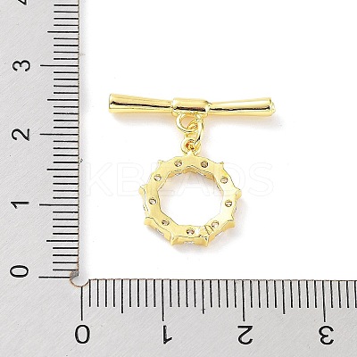 Rack Plating Brass Micro Pave Clear Cubic Zirconia Toggle Clasps KK-P247-13G-1