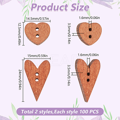 200Pcs 2 Styles Wood Buttons FIND-GO0001-91-1