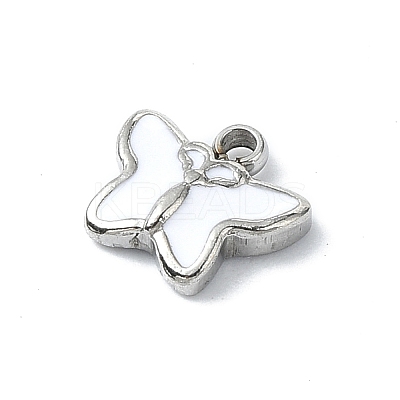 304 Stainless Steel White Enamel Charms STAS-L022-439P-02-1