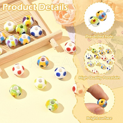 18Pcs 6 Colors Handmade Porcelain European Beads PORC-YW0001-87-1