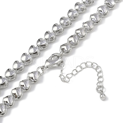 Rack Plating Brass Heart Link Chain Necklaces for Women NJEW-K382-14B-P-1