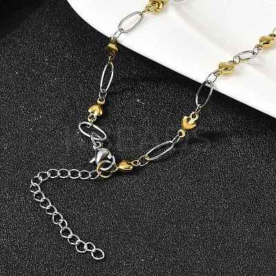 304 Stainless Steel Heart Link Chain Necklaces for Women NJEW-A046-02B-GP-1