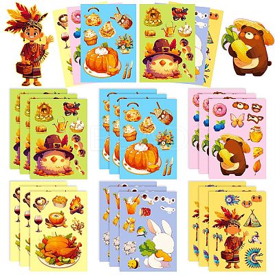 6Pcs Thanksgiving Day Paper Self-Adhesive Picture Stickers STIC-C010-32-1