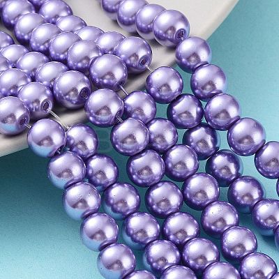 Baking Paint Pearlized Glass Pearl Round Bead Strands HY-Q330-8mm-27-1